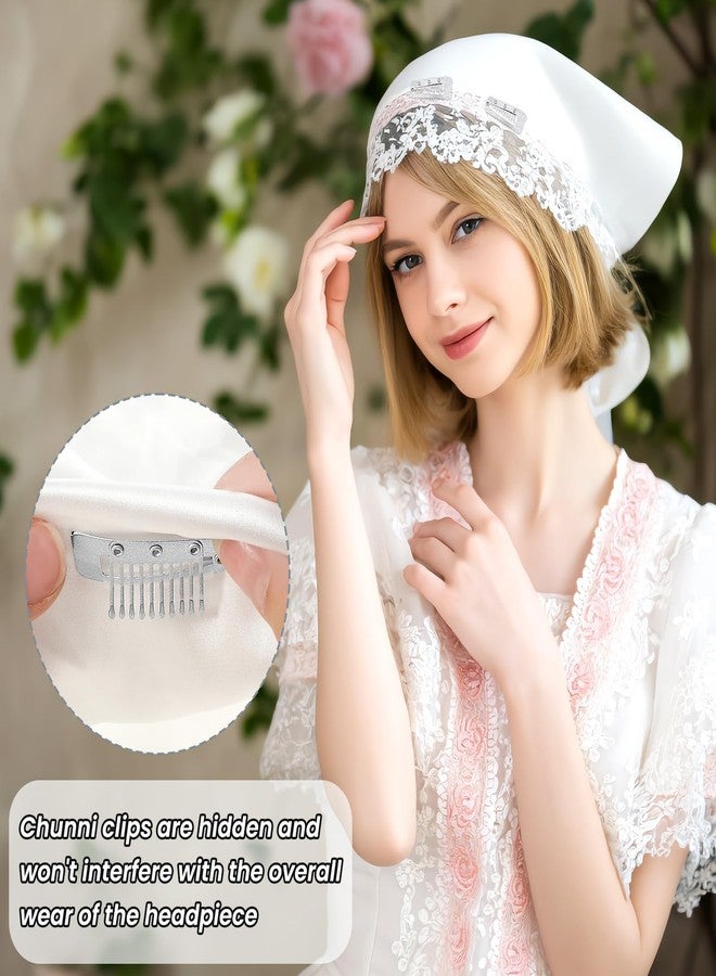EupHHonycs 16 Pcs Chunni Clips with Safety Pins, 10-Teeth Hair Extension Snap Invisible Wig Combs No Sew, Strong Chunni Grip Dupatta Setting Clips Indian for Woman Veil Hair Extensions Hairpieces, Silver - Image 5
